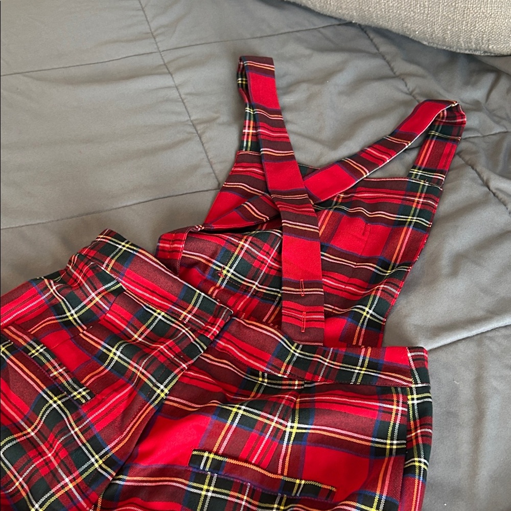 NEW Rare Stewart Tartan Red Plaid Overalls Jumpsuit XS Royal Monk Preppy Punk - Picture 16 of 16